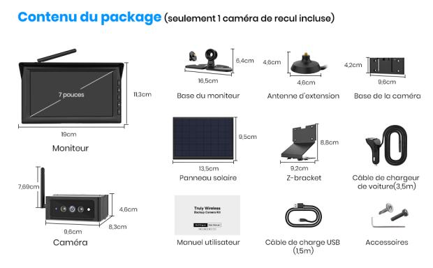 Caméra De Recul Universelle Sans Fil Solaire Avec Fonction D'enregistrement  1080p, Écran Ips Hd De 7 Pouces, Mode en ligne