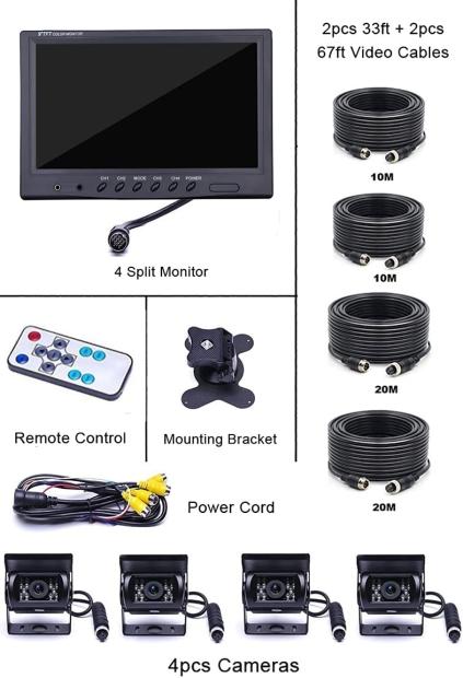 kit 4 cameras de recul filaires :  , camera de chasse